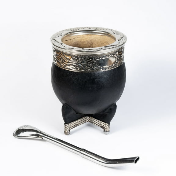 Yerba Mate Gourd with Stainless Steel Bombilla - Handmade Mate Gourd, Mate Drinking Cup, Pumpkin Mate Gourd, Yerba Mate Set, Argentina, Imperial Premium