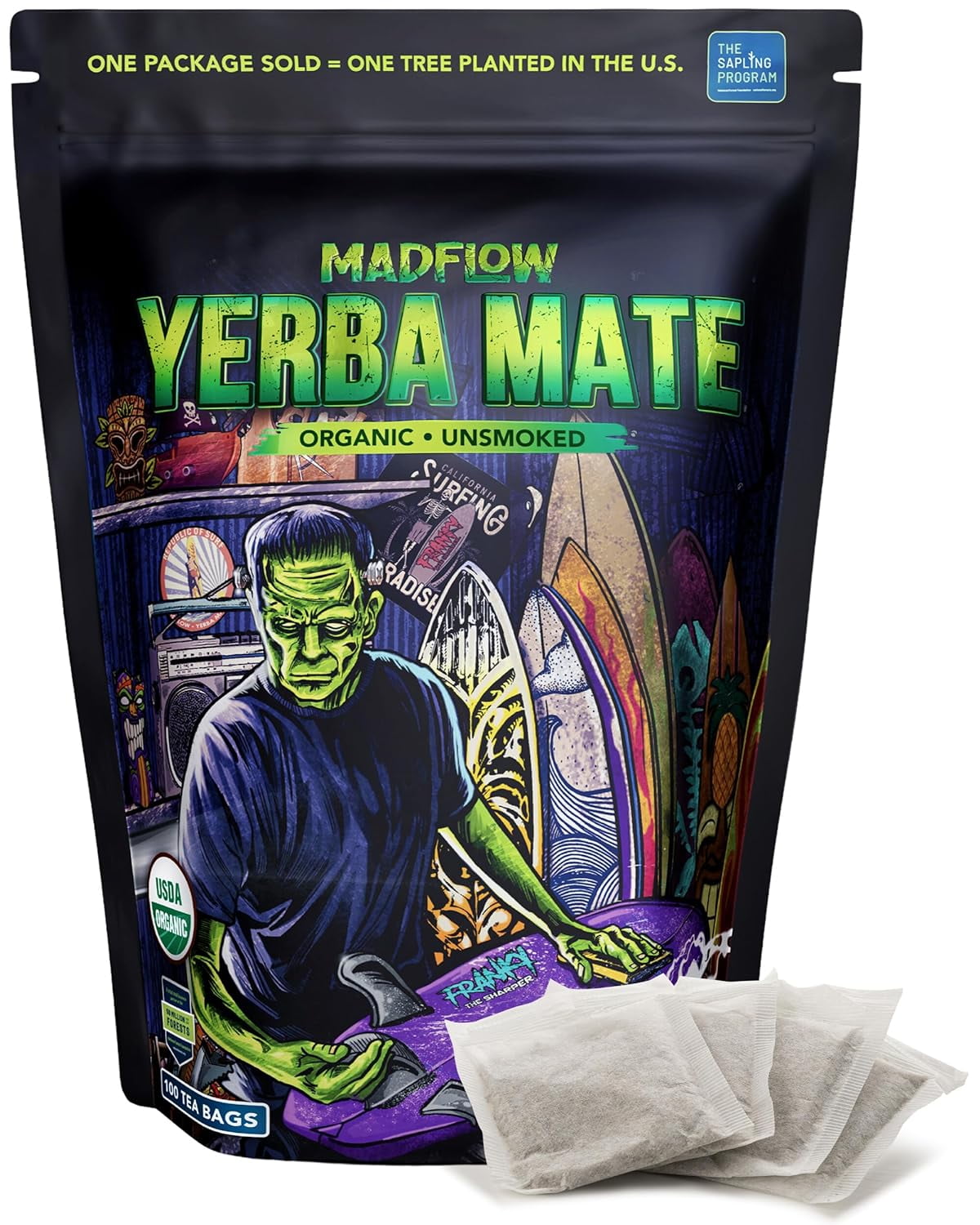 Yerba Mate Tea Bags (100 Mate Tea Bags). Organic & Unsmoked Yerba Mate Tea. One Tree Planted In