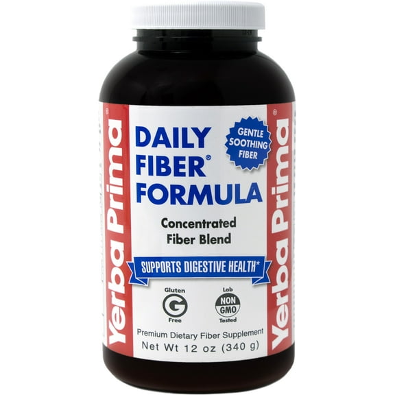 Yerba Prima Daily Fiber Formula Powder - 12 oz - Digestive Support Supplement - Soluble & Insoluble Dietary Fiber Supplement - Vegan, Non-GMO, Gluten-Free