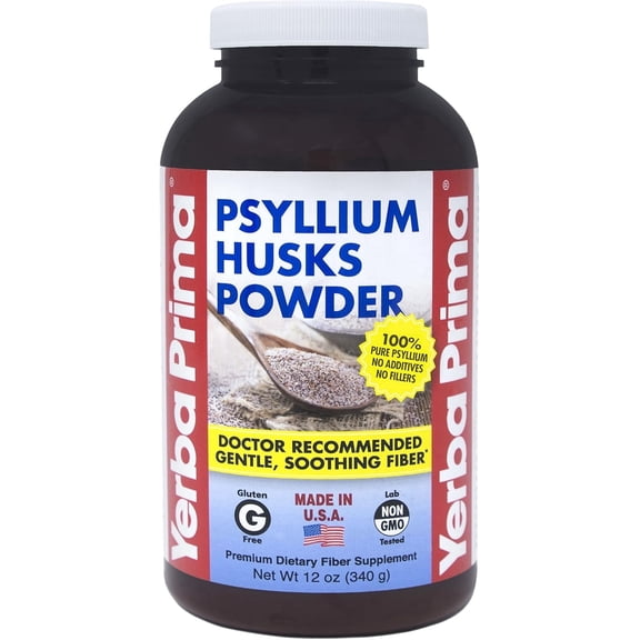Yerba Prima Psyllium Husks Powder - 12 oz - Natural Fiber Supplement