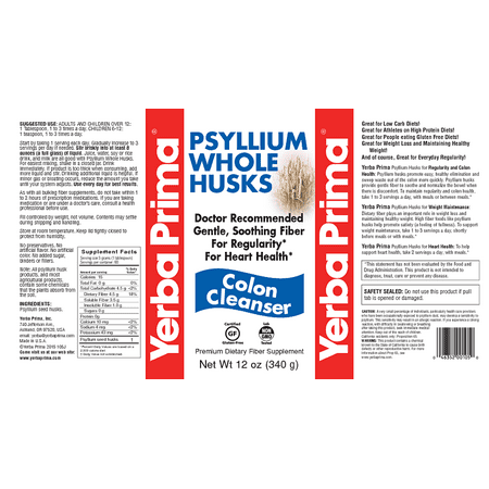 Yerba Prima Psyllium Whole Husks 12 Ounce Jul