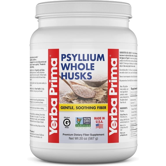 Yerba Prima Psyllium Whole Husks Colon Cleanser Weight Loss Bulk 20-Ounce