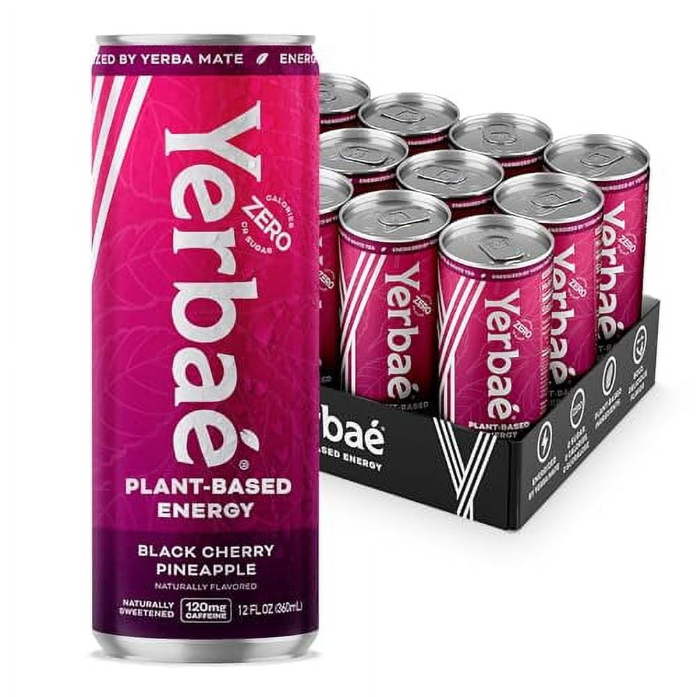 Yerbae Energy Beverage, Black Cherry Pineapple, slim 12oz Cans, 120mg