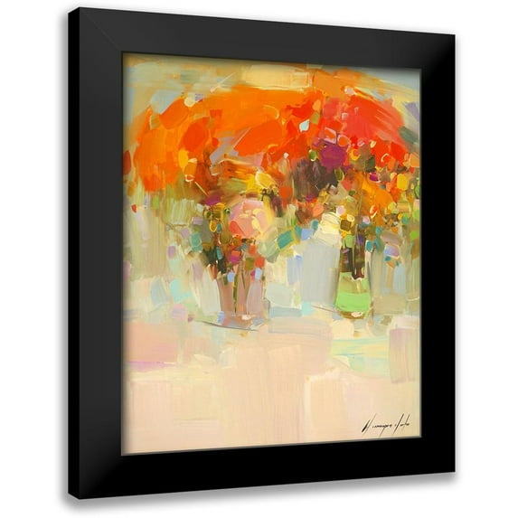 Yeremyan, Vahe 12x14 Black Modern Framed Museum Art Print Titled - Vase of Yellow Flowers 1