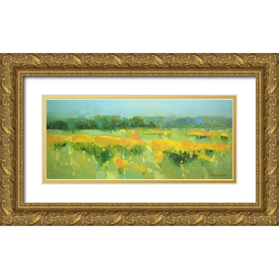 Yeremyan, Vahe 14x8 Gold Ornate Wood Framed with Double Matting Museum Art Print Titled - Meadow - Panel