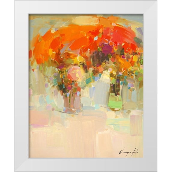 Yeremyan, Vahe 20x24 White Modern Wood Framed Museum Art Print Titled - Vase of Yellow Flowers 1