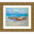 thumbnail image 1 of Yeremyan, Vahe 32x26 Gold Ornate Wood Framed with Double Matting Museum Art Print Titled - Boats On The Shore, 1 of 4