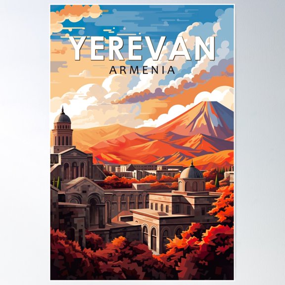 Yerevan Armenia Travel Art Vintage Poster Wall Art, Modern Wall Decor For Living Room Bedroom, 16x24 UNFRAMED
