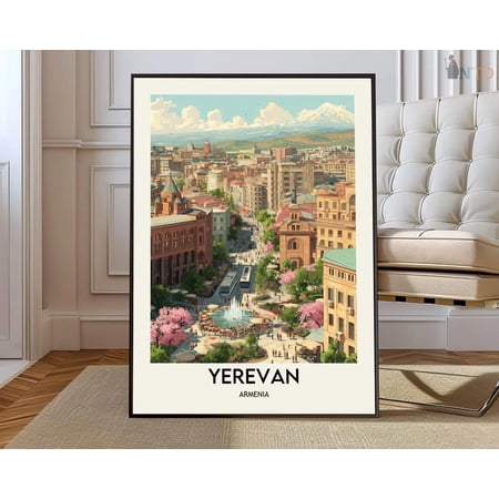 Yerevan Caucasus Poster, Historic Armenian Capital Wall Art