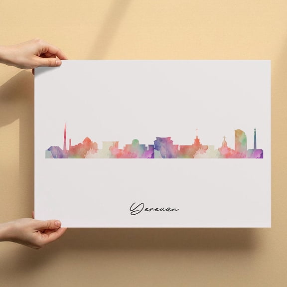 Yerevan Skyline Canvas Wall Art 8x12 inch – Yerevan Skyline Modern Artistic Canvas Print – Soft Watercolor Decor Artwork