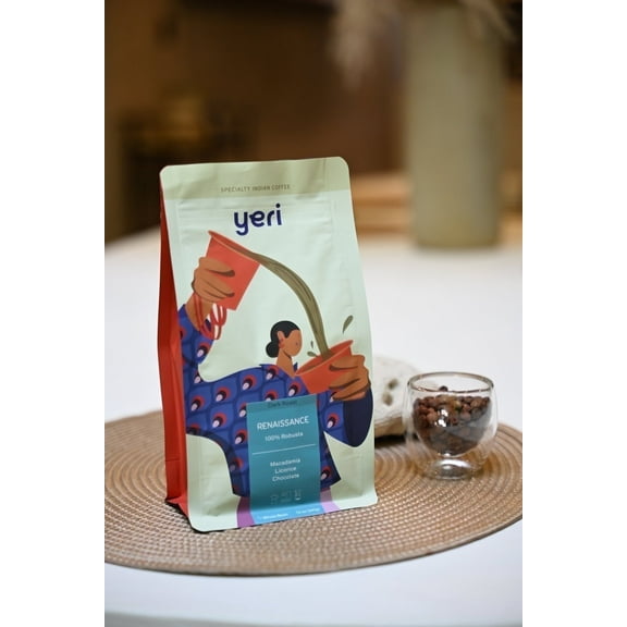 Yeri Coffee Renaissance Dark Roast Whole Bean 100% Robusta High Caffeine 12 oz