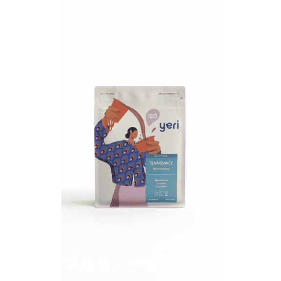 Yeri Coffee 100% Robusta Ground Coffee Medium Grind Dark Roast High Caffeine Low Acid 12 oz