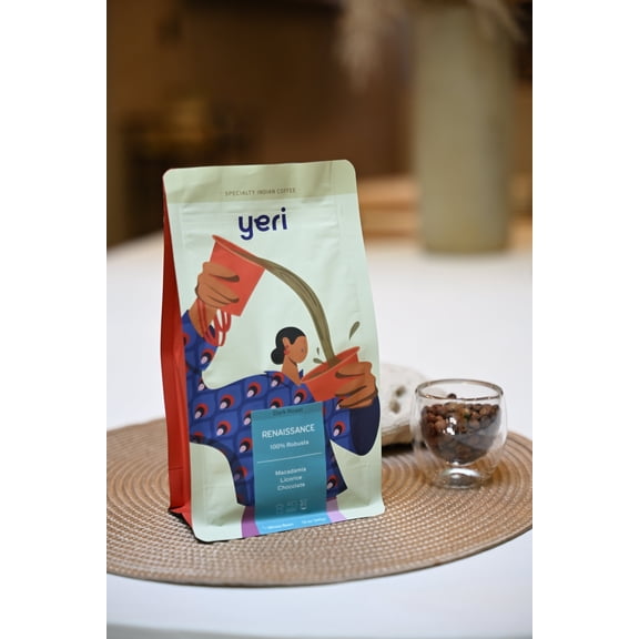 Yeri Coffee Renaissance | Medium Ground 100% Robusta Coffee, High Caffeine, Dark Roast, 12 oz
