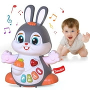 Yerloa Singing Dancing Bunny Toy for Babies 6-12 Month, Musical Crawling Bunny for 1 2 Year Old Boy Girl, Tummy Time Toy Birthday for 6 7 8 9 10 11 12 Months Old