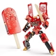 thumbnail image 1 of Yerloa Ice Cream Transforming Toy, 2 in 1 Popsicle Transform into Robot Action Figure, DIY Transformation Figure Toys for Kids & Adults Action Figures for Boys Party Favors Gift (Red), 1 of 7