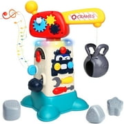 Yerloa 2 in 1 Montessori Toys for 1 Year Old, Toddler Crane Toys & Activity Cubes, Busy Board Sensory Toys for Toddlers 1-3, Pretend Play Tool Set Motor Skills Educational Learning Toys Birthday Gift