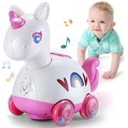 Yerloa Unicorn Baby Girl Toys 6-12 Months, Musical Light Up Crawling Tummy Time Infant Toys 3 4 5 6 7 8 9 10 11 12 18 Months Newborn Easter 1st Birthday Girl Gift Toddler Learning Activity