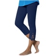 thumbnail image 1 of Yerovir Womens Lace Trim Capri Leggings Stretchy High Waist Yoga Cropped Pants Lightweight Lounge Tights(Navy,XX-Large), 1 of 6
