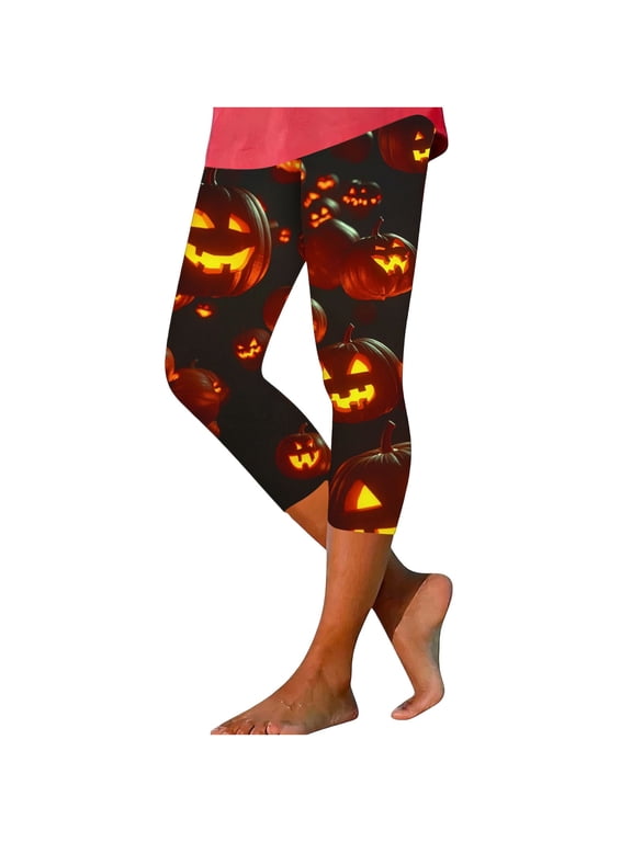 Capri Yoga Pants for Women Halloween Printed Tight Fitting Leggings Fitness Casual Cozy Workout Gym Capris