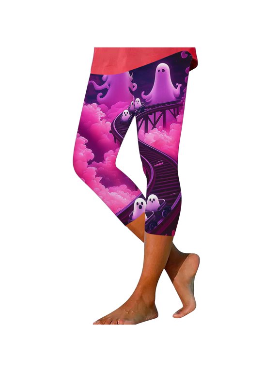 Capri Yoga Pants for Women Halloween Printed Tight Fitting Leggings Fitness Casual Cozy Workout Gym Capris