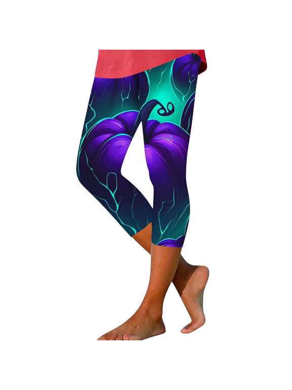 Capri Yoga Pants for Women Halloween Printed Tight Fitting Leggings Fitness Casual Cozy Workout Gym Capris