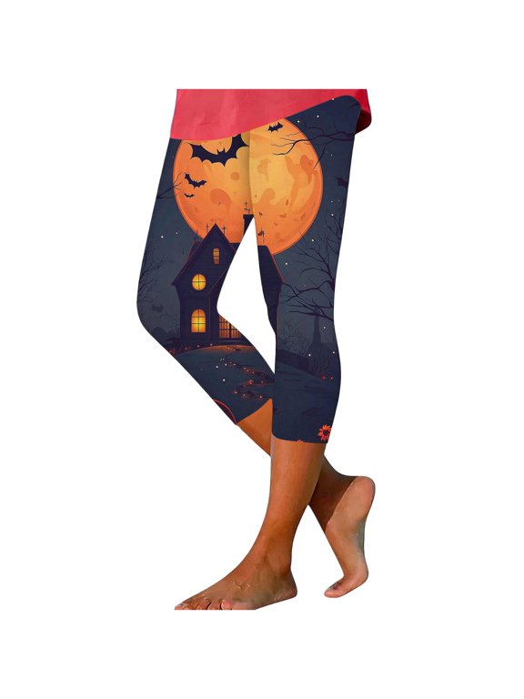 Capri Yoga Pants for Women Halloween Printed Tight Fitting Leggings Fitness Casual Cozy Workout Gym Capris