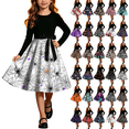 thumbnail image 1 of Yertdoel Halloween Girls Dresses 5-14 Years Cute Print Long Sleeve Dress with Belt Kids Fashion Comfy Casual Party Dress, 1 of 10