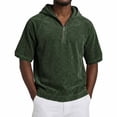 thumbnail image 1 of Yertdoel Hoodies for Men, Solid Color Short Sleeve Hooded Half Zip Pullover Sweatshirt Soft Loose Lightweight Breathable Beach Vacation Summer Outdoor Casual Shirts, 1 of 6