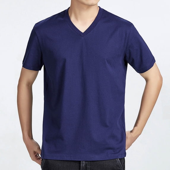 Yertdoel Men T-shirts Solid Color V Neck Short Sleeve Shirts Loose Lightweight Comfortable Outdoor Running Workout Summer Casual Tops