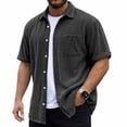thumbnail image 1 of Yertdoel Men's Button Down Shirts Solid Color Short Sleeve Lapel Neck Shirt Soft Comfortable Breathable Outdoor Cycling Hiking Summer Casual Tops, 1 of 6