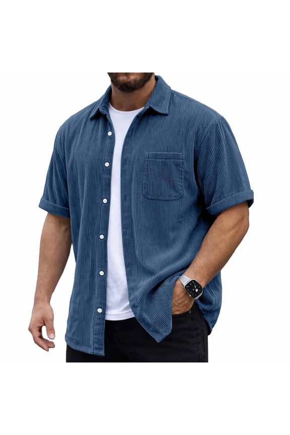 Men's Button Down Shirts Solid Color Short Sleeve Lapel Neck Shirt Soft Comfortable Breathable Outdoor Cycling Hiking Summer Casual Tops