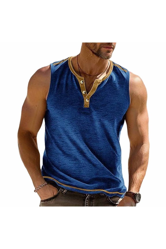 Men's Tank Tops Solid Color Sleeveless Button Down T-shirts Comfortable Breathable Workout Hiking Summer Casual shirts