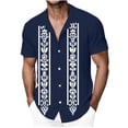 thumbnail image 1 of Yertdoel Mens Button Down Shirt Short Sleeve Lapel Neck Printing Shirt Comfortable Breathable Hawaiian Beach Vacation Summer Outdoor Casual Shirts, 1 of 3