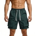 thumbnail image 1 of Yertdoel Mens Cargo Shorts Soild Color Elastic Waist Drawstring Big&Tall Shorts with Pockets Lightweight Loose Fast Drying Outdoor Workout Running Summer Casual Shorts, 1 of 9