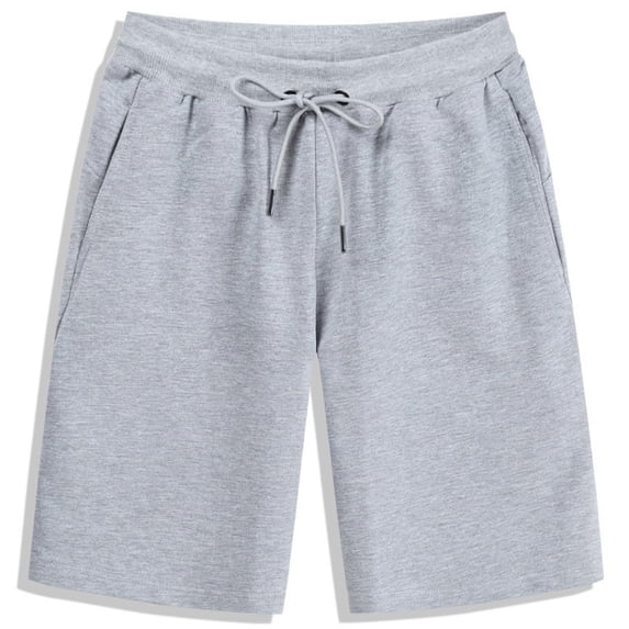 Yertdoel Mens Shorts Solid Color Elastic Waist Drawstring Knee Length Shorts with Pockets Soft Breathable Fast Drying Outdoor Workout Running Summer Casual Beach Shorts