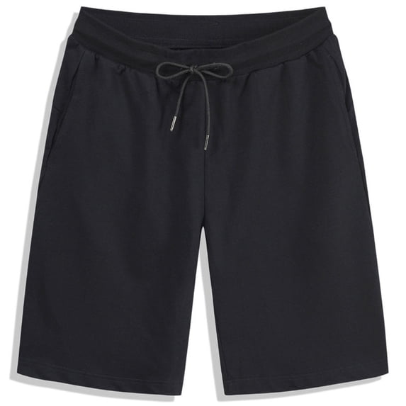 Yertdoel Mens Shorts Solid Color Elastic Waist Drawstring Knee Length Shorts with Pockets Soft Breathable Fast Drying Outdoor Workout Running Summer Casual Beach Shorts