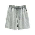 thumbnail image 1 of Yertdoel Mens Shorts Solid Color Elastic Waist Drawstring Knee Length Shorts with Pockets Soft Loose Lightweight Breathable Outdoor Workout Running Summer Casual Shorts, 1 of 5