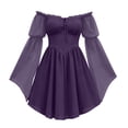 thumbnail image 1 of Yertdoel Off The Shoulder Dresses for Women Elegant Solid Long Sleeve Fitted Waist Chiffon Dress Party Vacation Stylish Casual Flowy Dress, 1 of 9