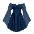 thumbnail image 1 of Yertdoel Off The Shoulder Dresses for Women Elegant Solid Long Sleeve Fitted Waist Chiffon Dress Party Vacation Stylish Casual Flowy Dress, 1 of 9