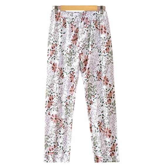 Yertdoel Pajama Pants Women Elastic Waist Fashion Floral Printed Cotton Lounge Pants Comfy Loose Fit Home Casual Sleep Long Bottoms
