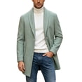 thumbnail image 1 of Yertdoel Pea Coats for Men Solid Lapel Wool Blend Trench Coat Button Front Mid Length Fashion Warm Outerwear with Pockets, M-3XL, 1 of 8