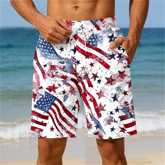 Yertdoel Swim Trunks Men Summer Tropical Printed Quick Dry Loose Fit Drawstring Elastic Waist Swim Shorts Lightweight Casual Comfy Board Beach Shorts with Pockets