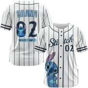 Yerwa Cartoon Stitch Shirt - Ladies Classic cartoon Stitch Baseball Jersey for Lil0 Stit-ch Mesh Jersey L