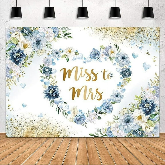Yerwa Miss to Mrs Floral Backdrop for Bridal Shower Purple and White Flowers Photography Background Valentine's Day Love Heart Couple Wedding Party Decorations Bride to Be Engagement Banner 7x5ft