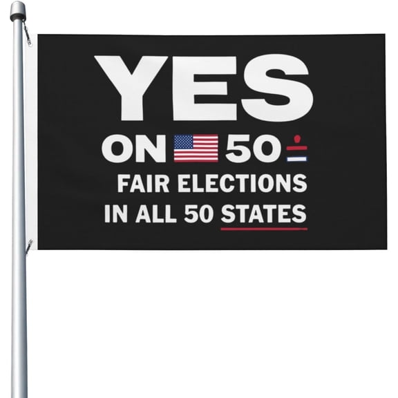 Yes On 50 Fair Elections In All 50 States Flag For Room Teen Double Sided Cool Flag Wall Decor For Party 3x5 Ft, Yes On 50 Fair Elections In All 50 States Tapestry For Classroom