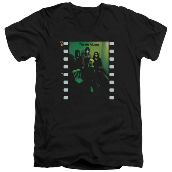 Yes Album S/S Adult V-Neck T-Shirt 30/1 Black