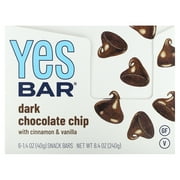 Yes Bar Snack Bar, Dark Chocolate Chip, 6 Bars, 1.4 oz (40 g) Each