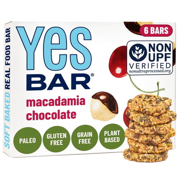 Yes Bar – Macadamia Chocolate – Plant Based Protein, Decadent Snack Bar – Vegan, Paleo, Gluten Free, Dairy Free, Low Sugar, Healthy Snack, Breakfast, Low Carb, Keto Friendly (Pack of 6)
