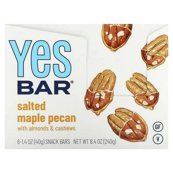 Yes Bar, Snack Bar, Salted Maple Pecan, 6 Bars, 1.4 oz Pack of 2