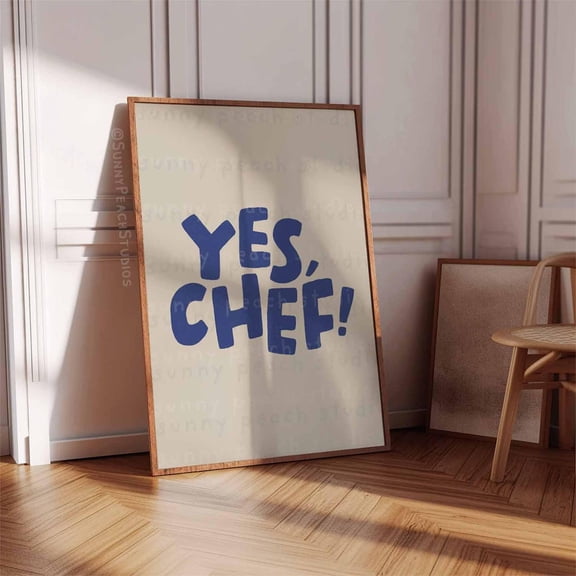 Yes Chef Aesthetic Kitchen Decor Retro Minimalist Living Room, Unframed Paper Poster 8x10in